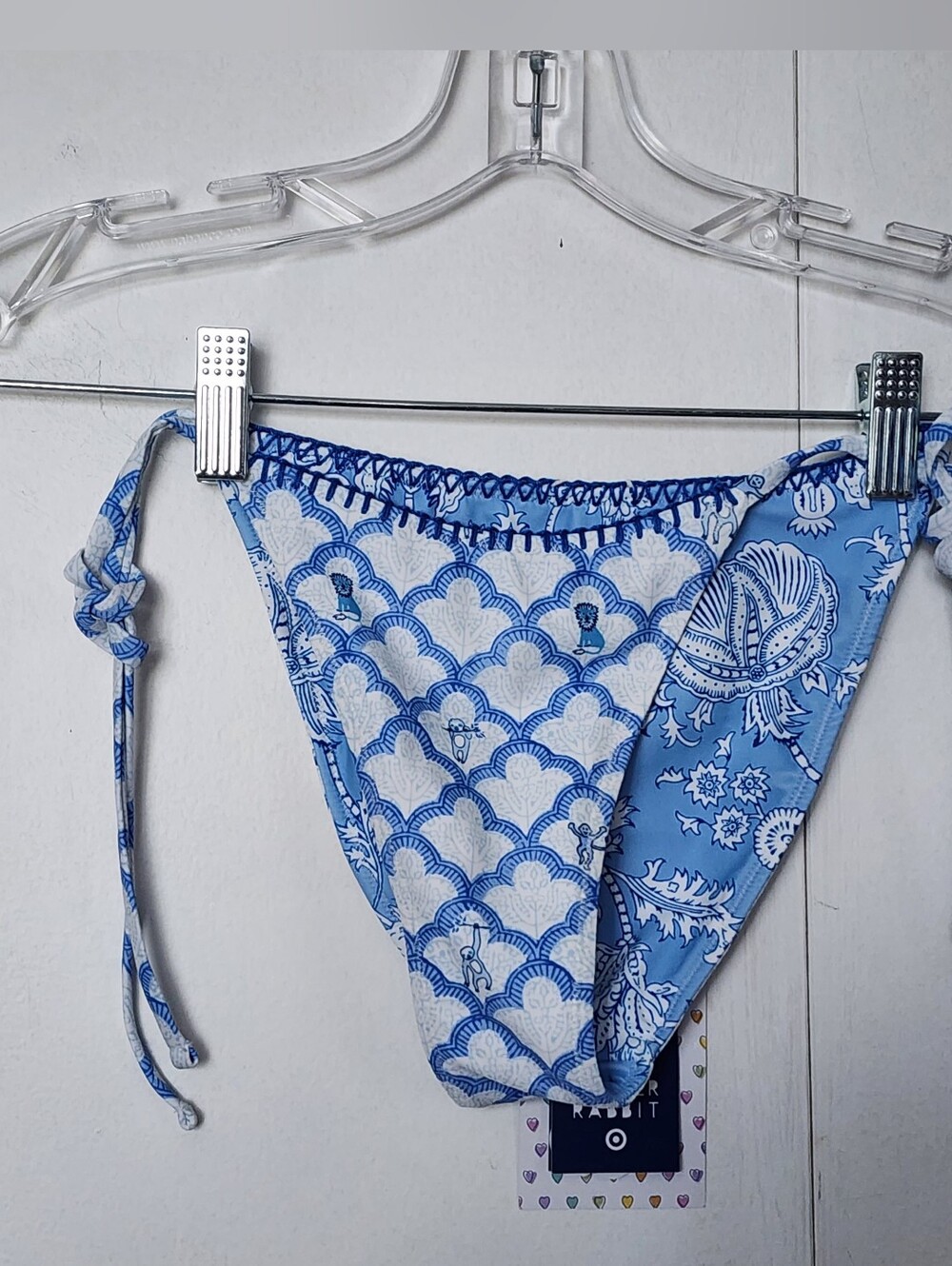 Roller Rabbit Reversible Blue Trellis Animal Print Swim Bottom Nwt XXS